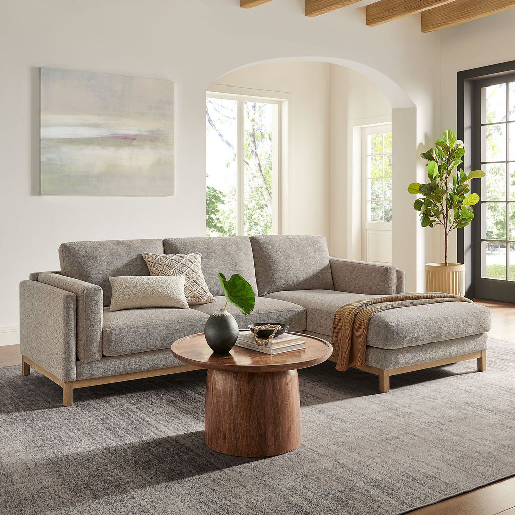 Roscoe Right-Facing Fabric Sectional Sofa with Chaise - Pewter