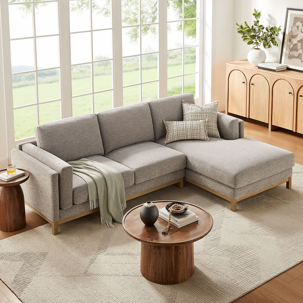 Roscoe Right-Facing Fabric Sectional Sofa with Chaise - Pewter