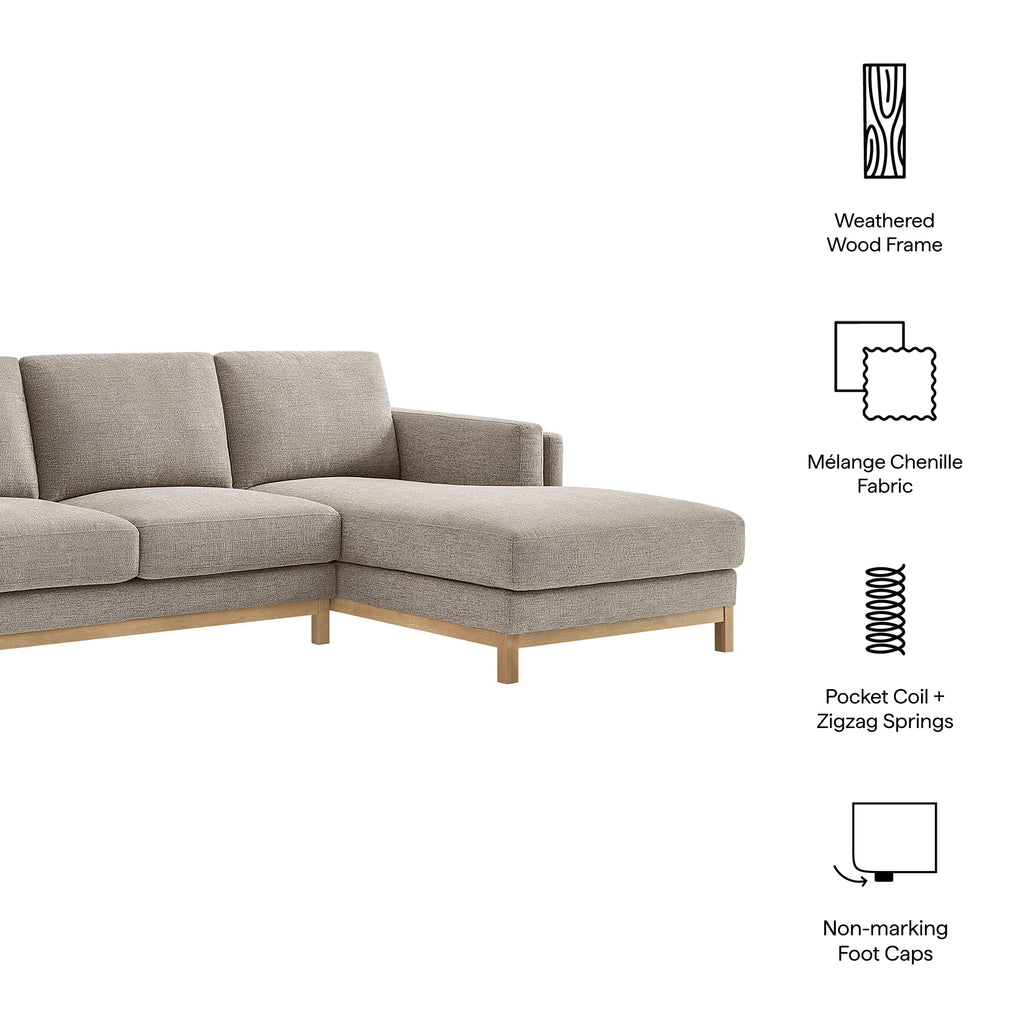 Roscoe Right-Facing Fabric Sectional Sofa with Chaise - Pewter