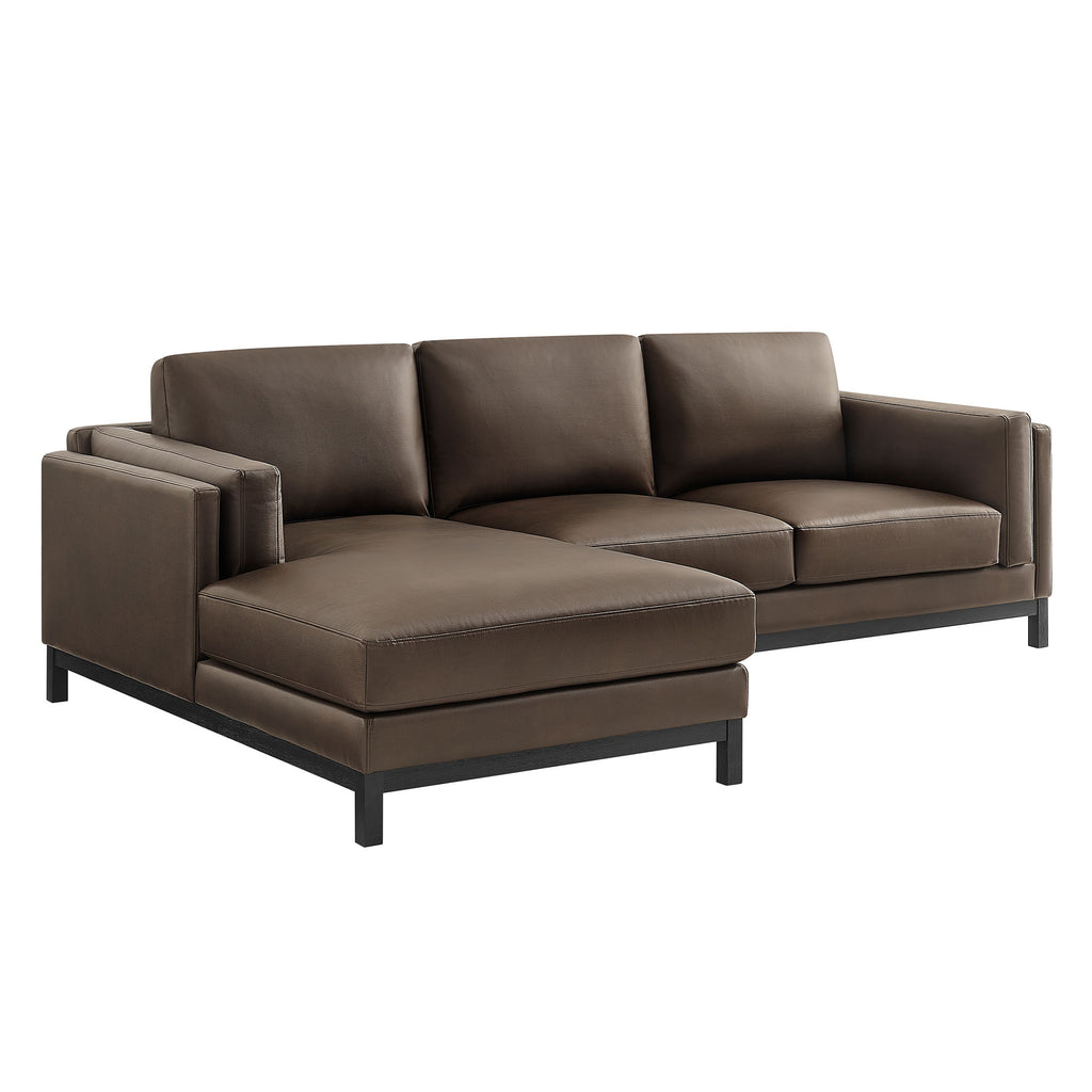 Roscoe Left-Facing Vegan Leather Sectional Sofa with Chaise - Espresso