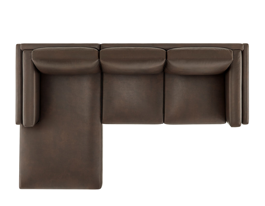 Roscoe Left-Facing Vegan Leather Sectional Sofa with Chaise - Espresso