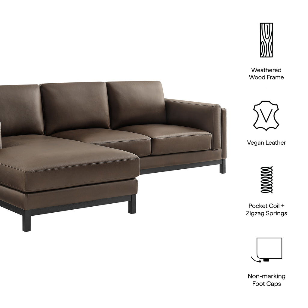 Roscoe Left-Facing Vegan Leather Sectional Sofa with Chaise - Espresso