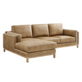 Roscoe Left-Facing Vegan Leather Sectional Sofa with Chaise - Toast