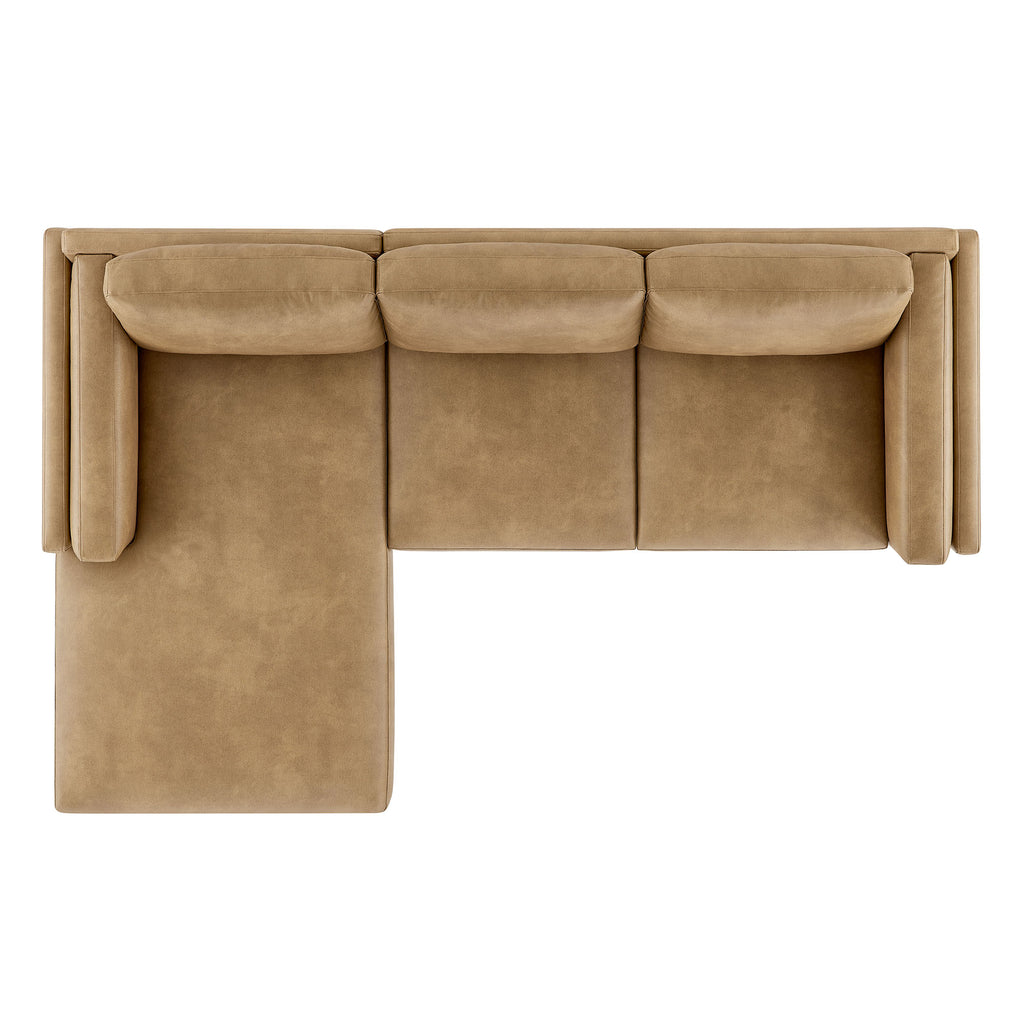 Roscoe Left-Facing Vegan Leather Sectional Sofa with Chaise - Toast