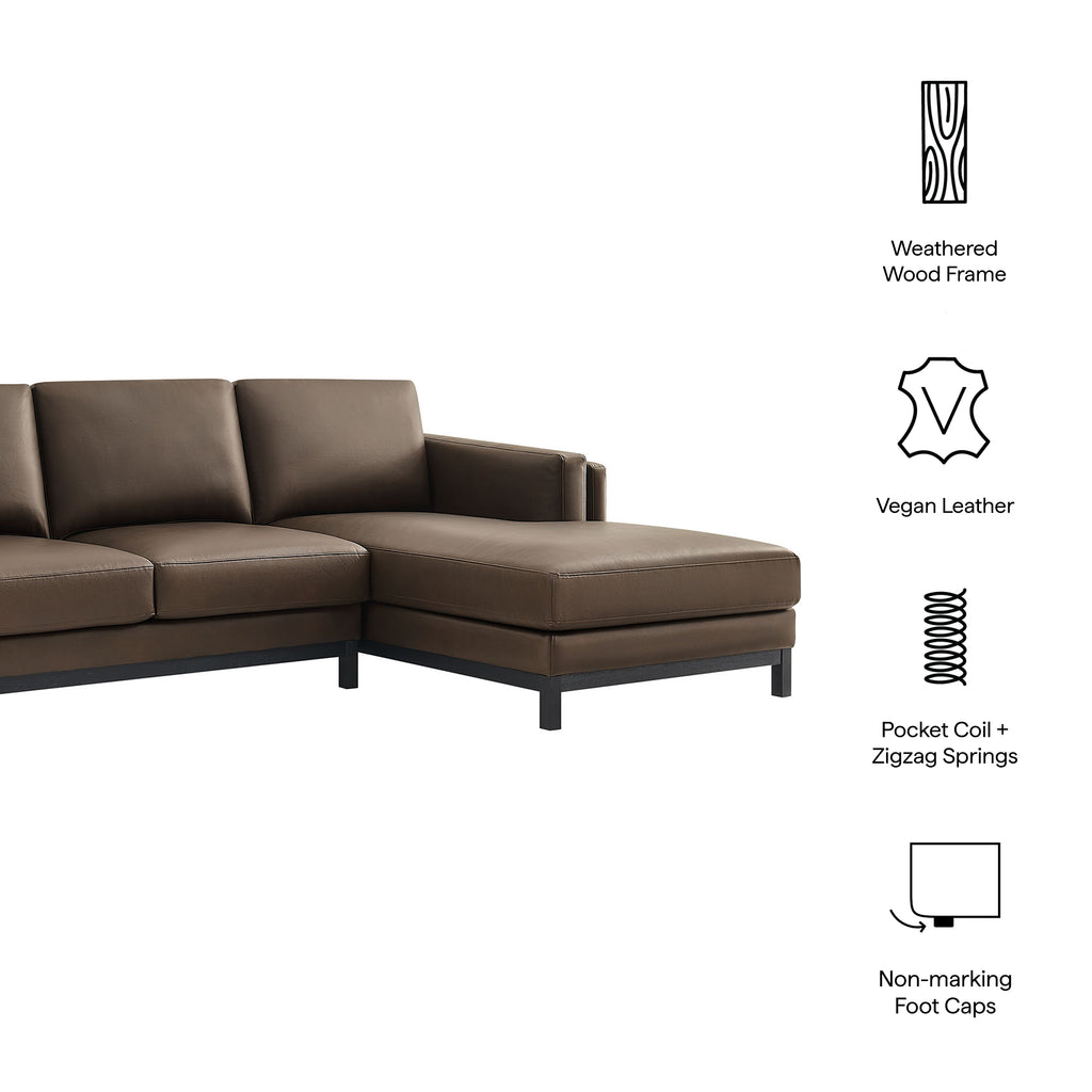 Roscoe Right-Facing Vegan Leather Sectional Sofa with Chaise - Espresso