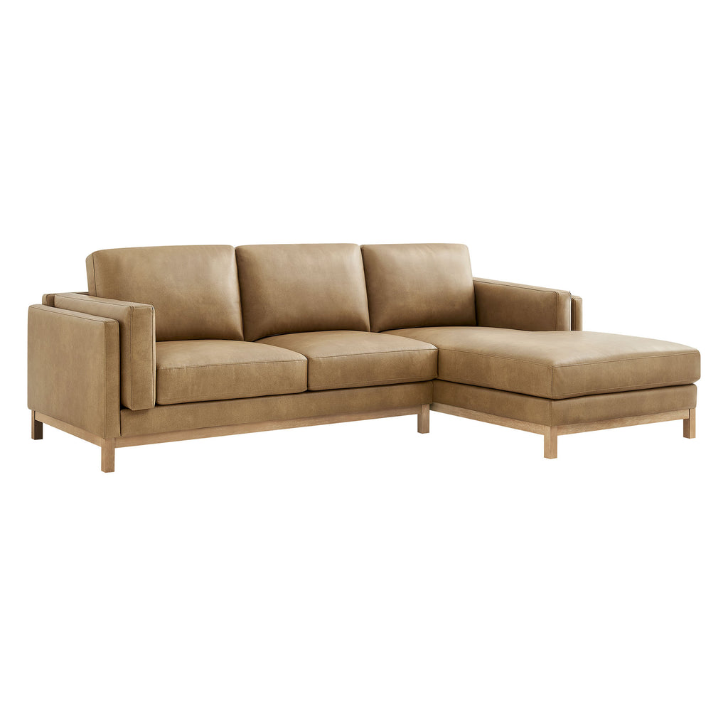 Roscoe Right-Facing Vegan Leather Sectional Sofa with Chaise - Toast