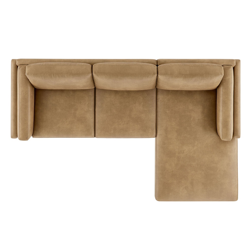 Roscoe Right-Facing Vegan Leather Sectional Sofa with Chaise - Toast