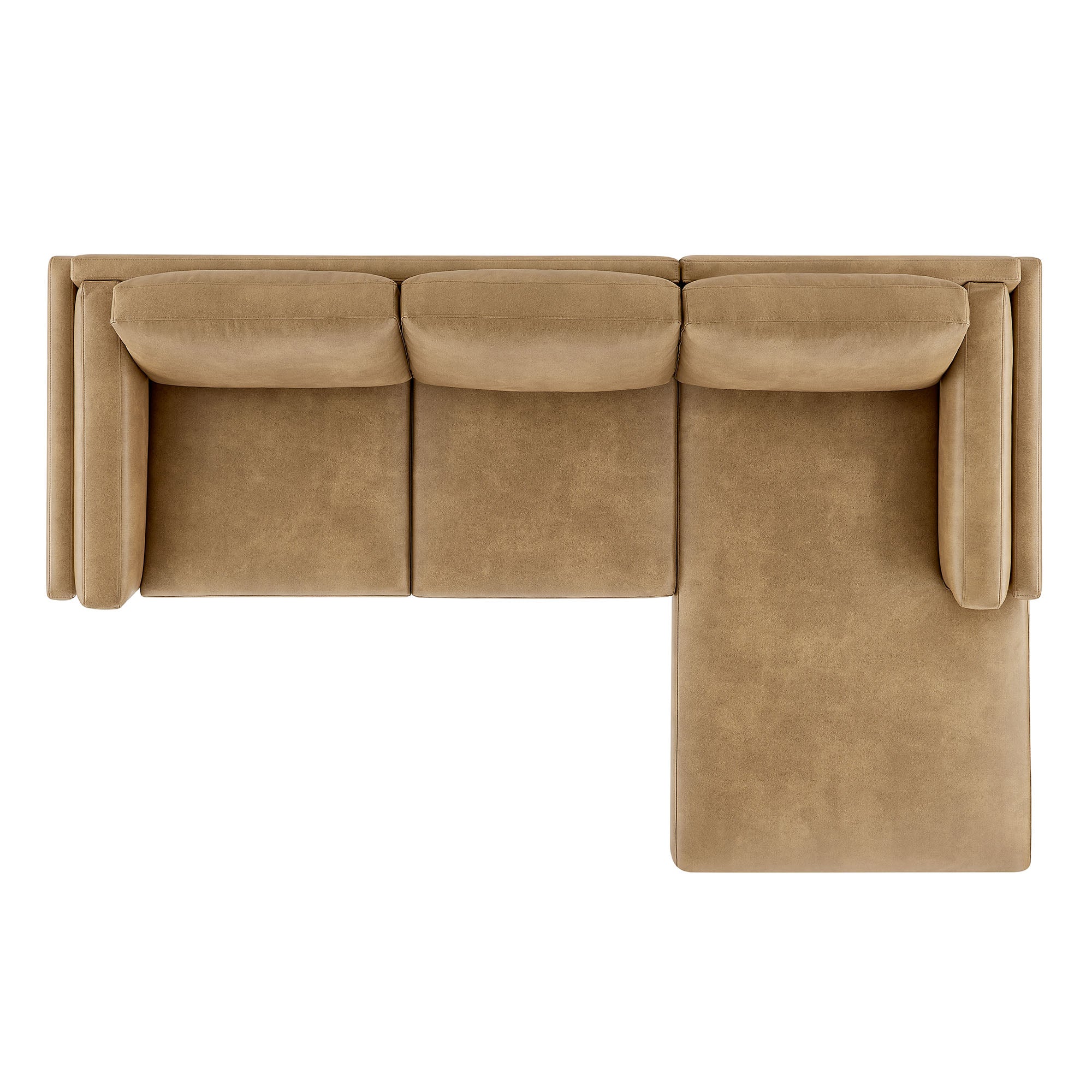 Roscoe Right-Facing Vegan Leather Sectional Sofa with Chaise - Toast