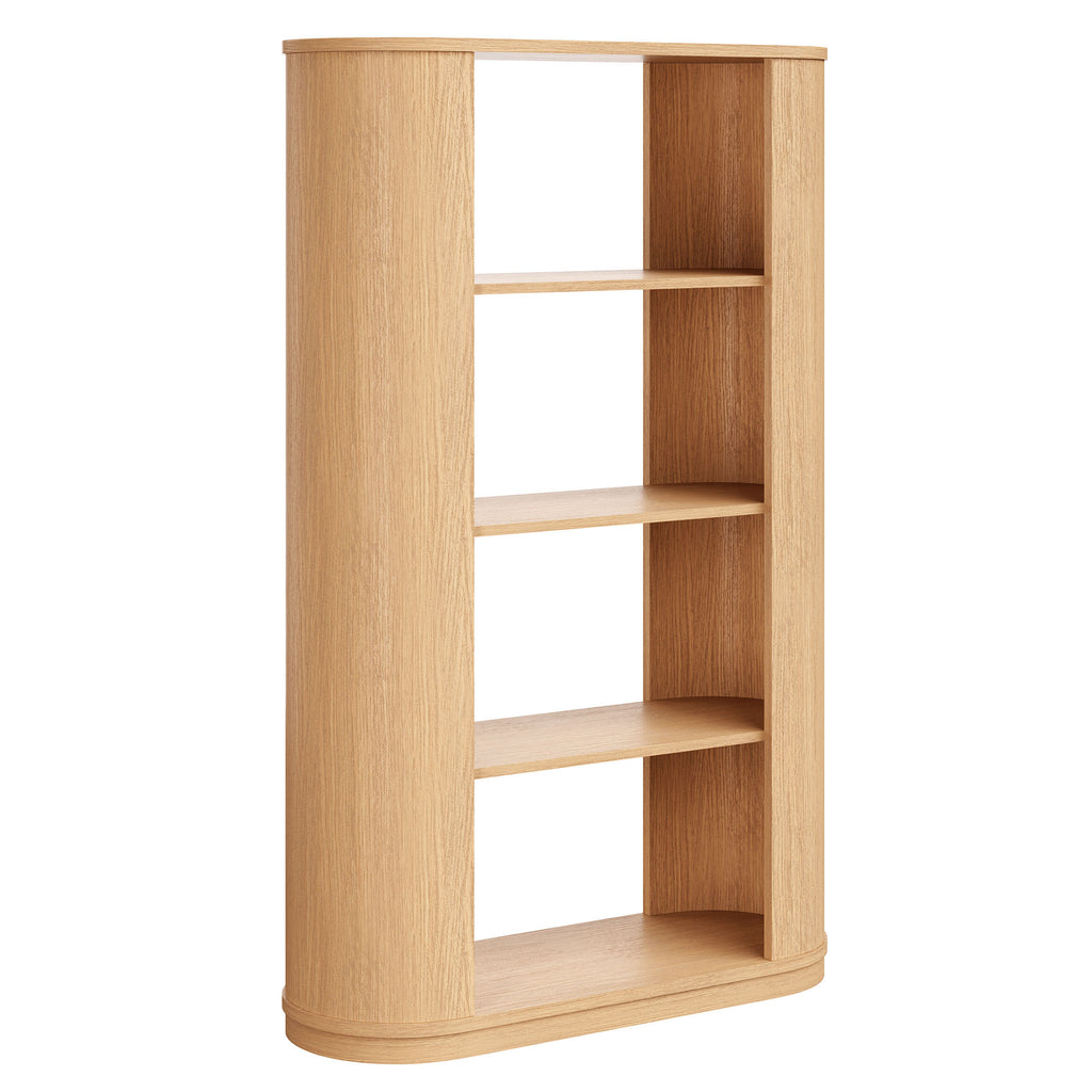 Aspect 74 Inch Curved 4 Tier Bookshelf - Natural