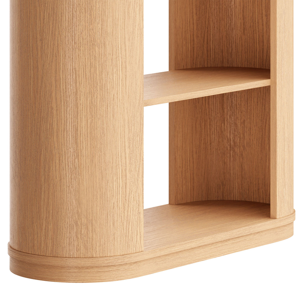 Aspect 74 Inch Curved 4 Tier Bookshelf - Natural