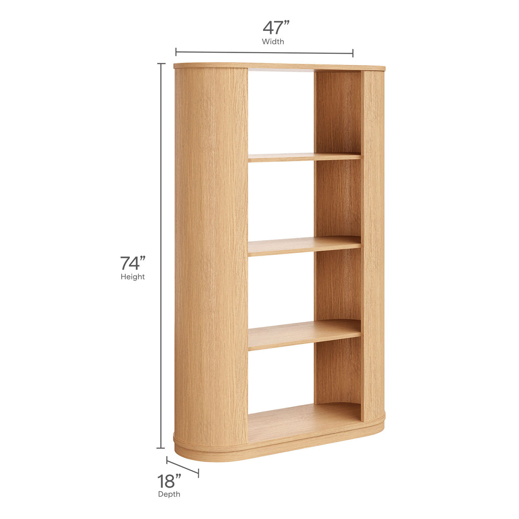 Aspect 74 Inch Curved 4 Tier Bookshelf - Natural