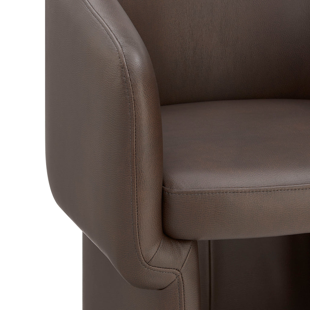 Verity Barrel Back Vegan Leather Dining Chair - Espresso