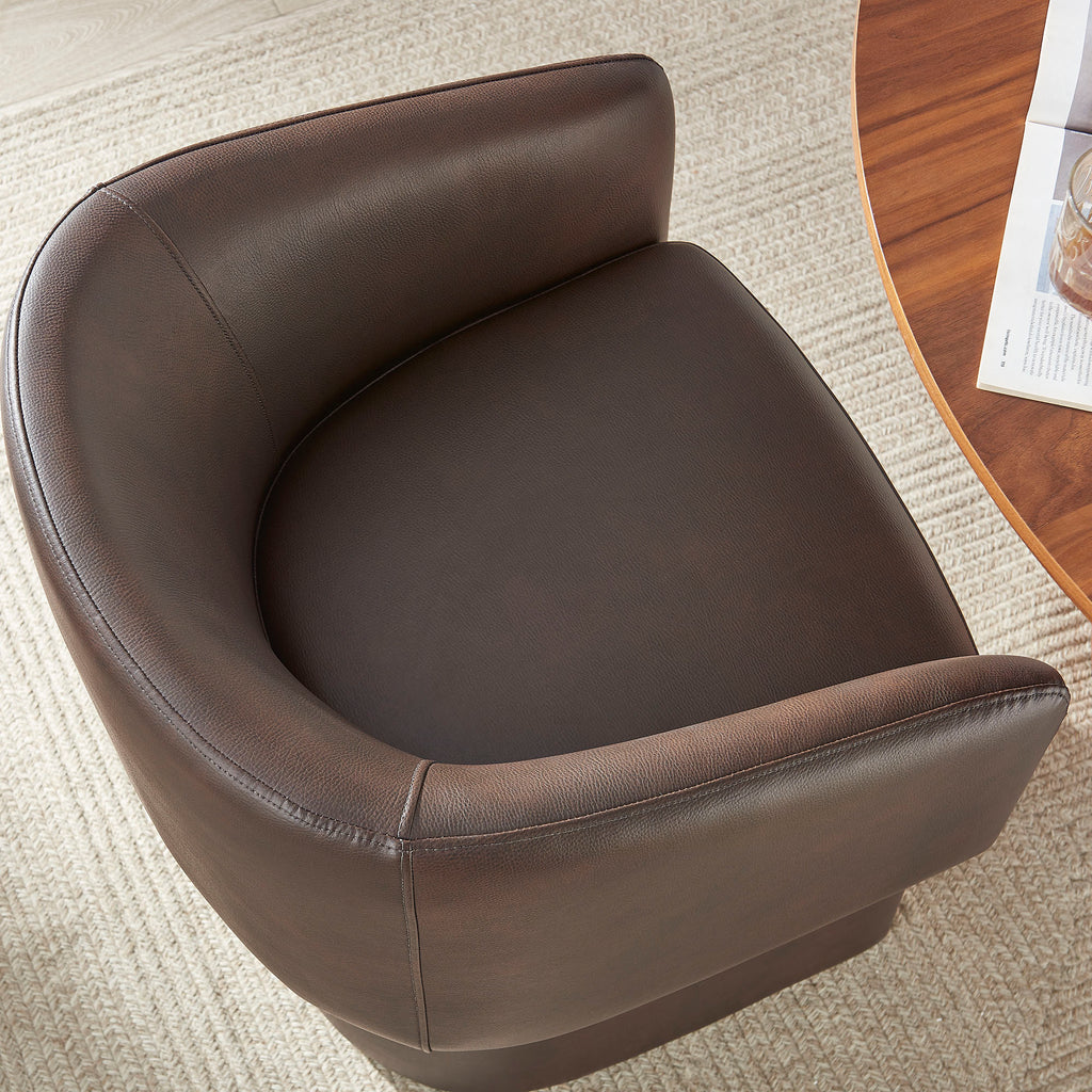 Verity Barrel Back Vegan Leather Dining Chair - Espresso