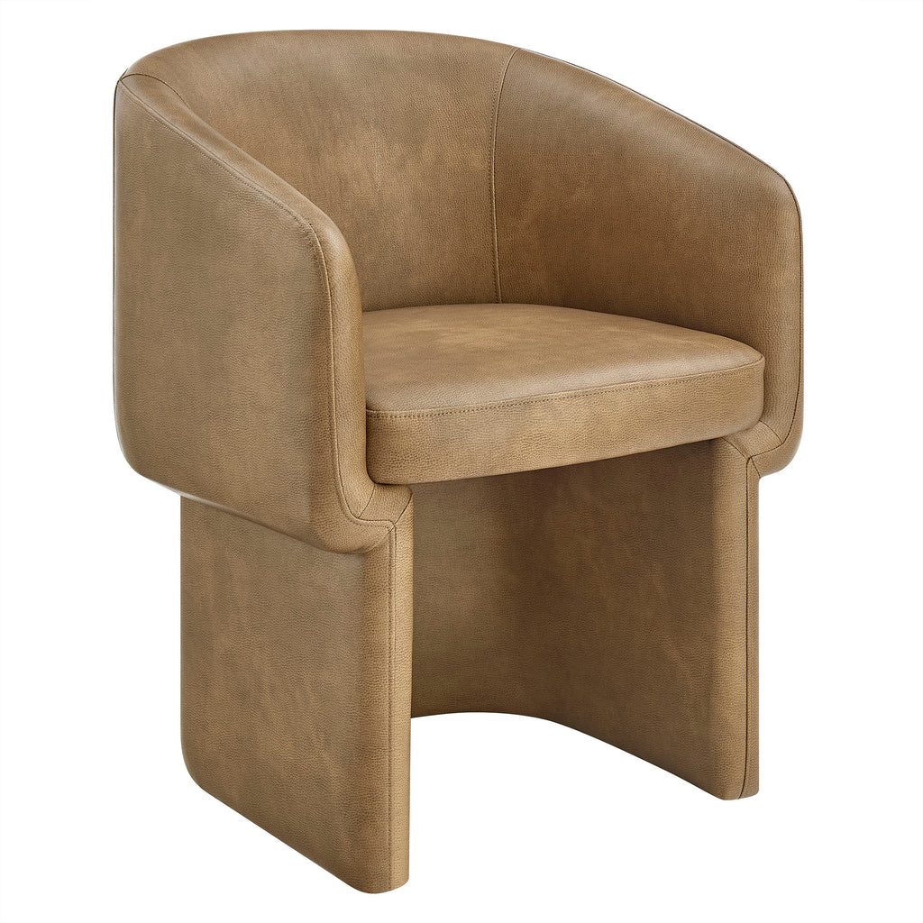 Verity Barrel Back Vegan Leather Dining Chair - Toast