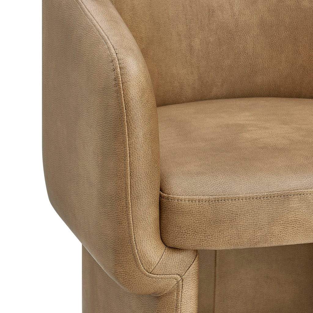 Verity Barrel Back Vegan Leather Dining Chair - Toast