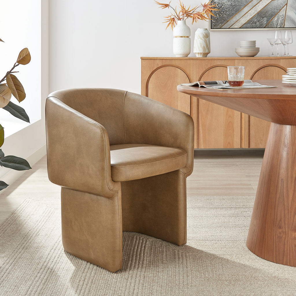 Verity Barrel Back Vegan Leather Dining Chair - Toast