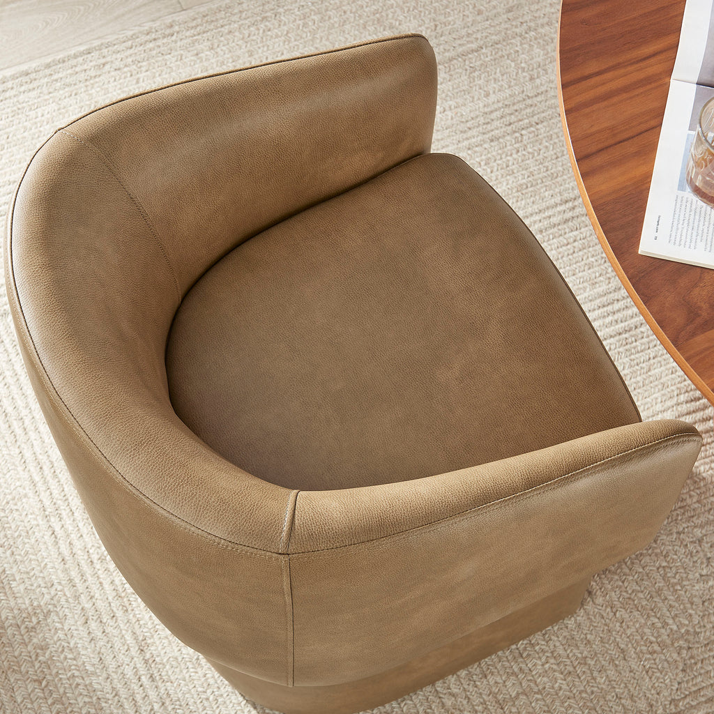 Verity Barrel Back Vegan Leather Dining Chair - Toast