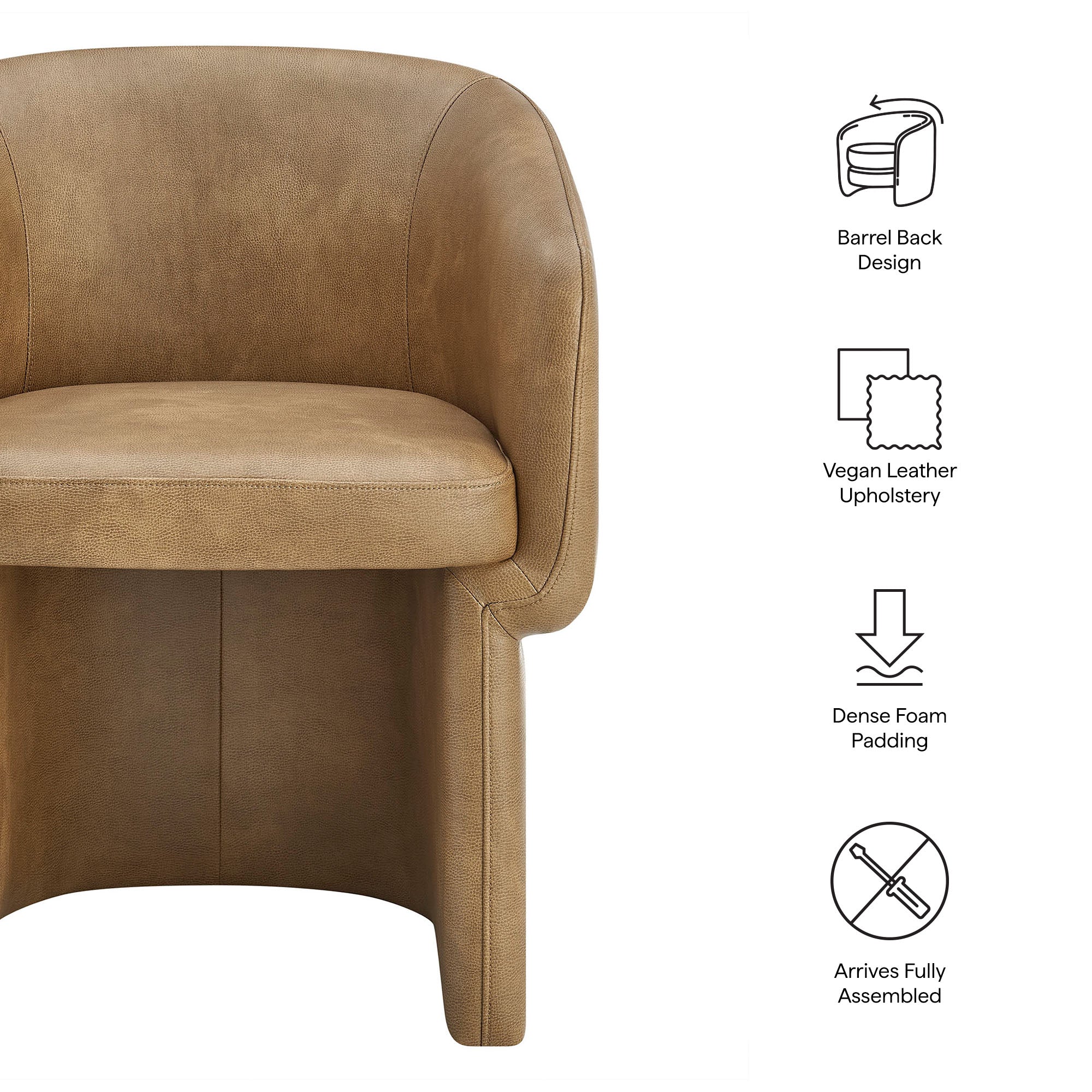 Verity Barrel Back Vegan Leather Dining Chair - Toast