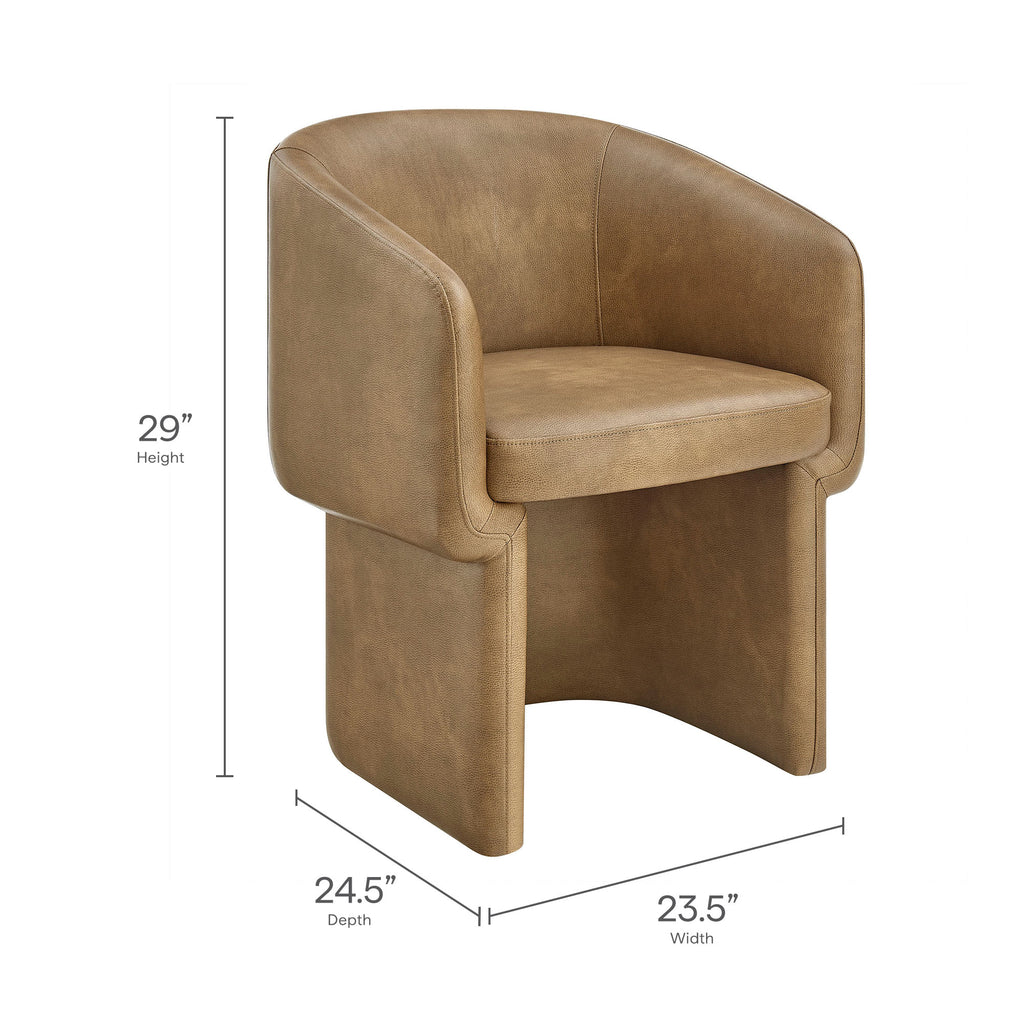 Verity Barrel Back Vegan Leather Dining Chair - Toast