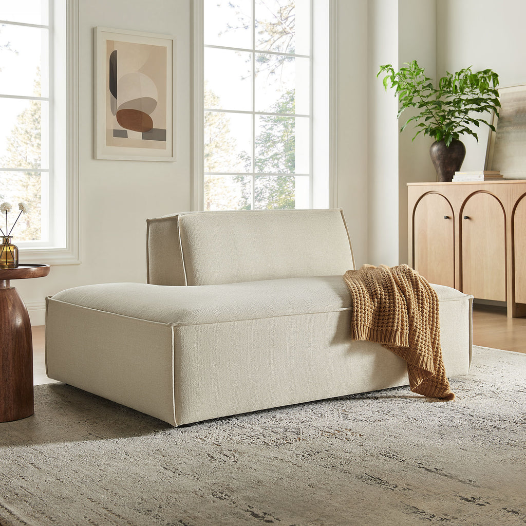 Restore Performance Fabric Upholstered Left-Facing Armless Modular Chaise - Ecru