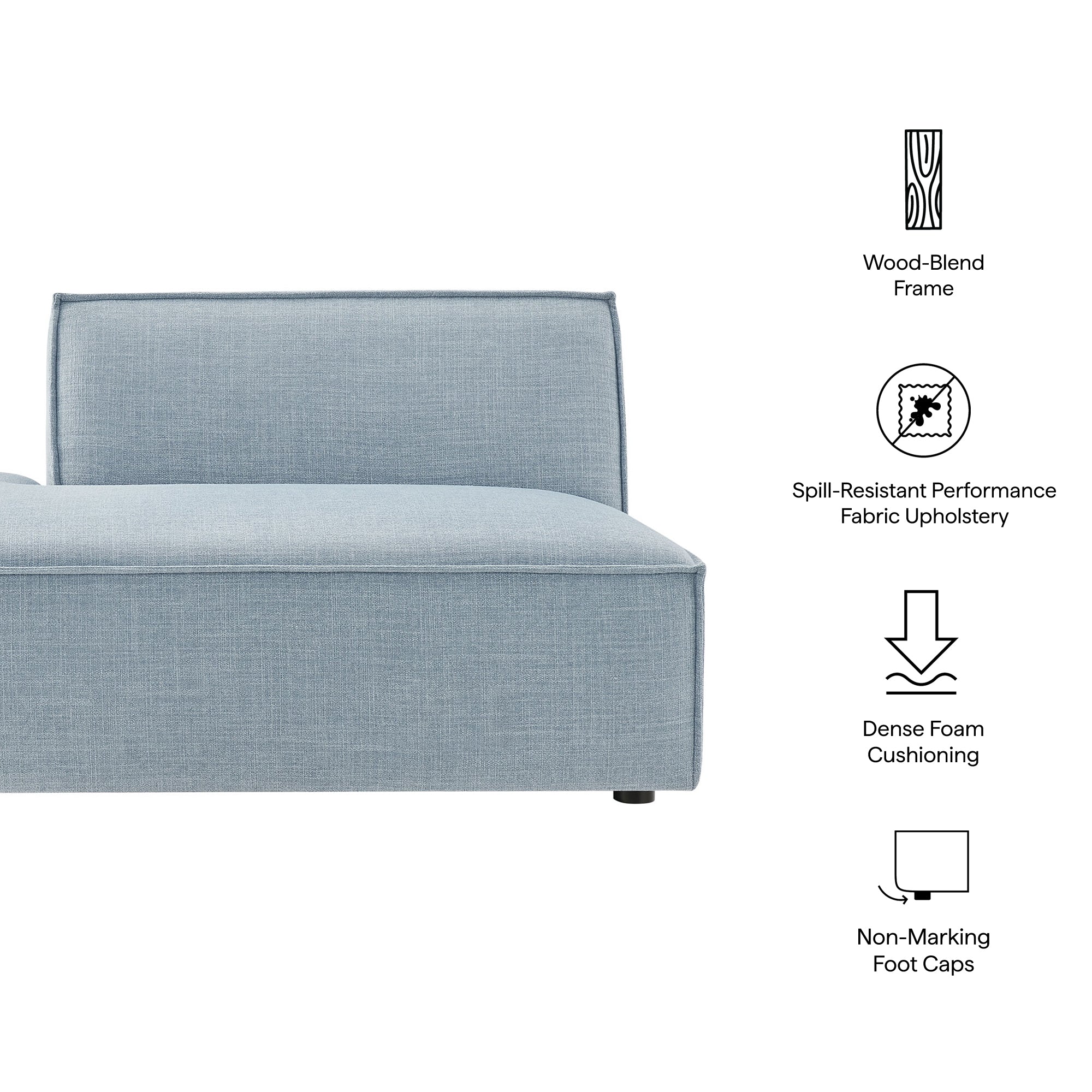 Restore Performance Fabric Upholstered Left-Facing Armless Modular Chaise - Sky