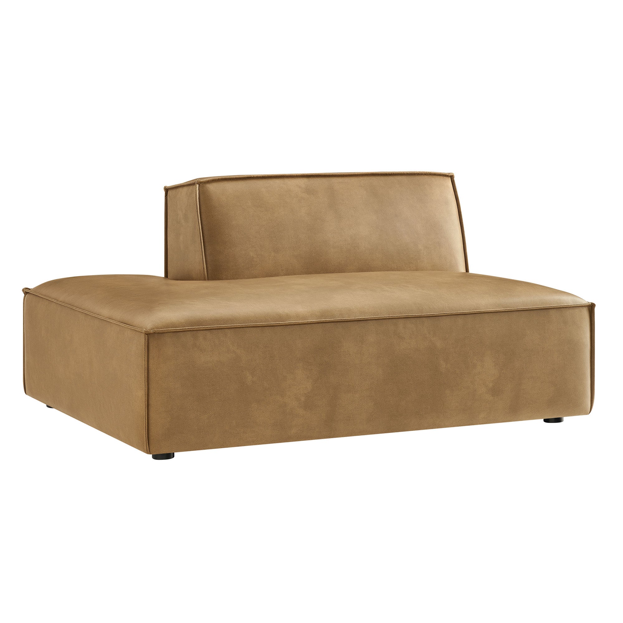 Restore Vegan Leather Left-Facing Armless Modular Chaise - Toast