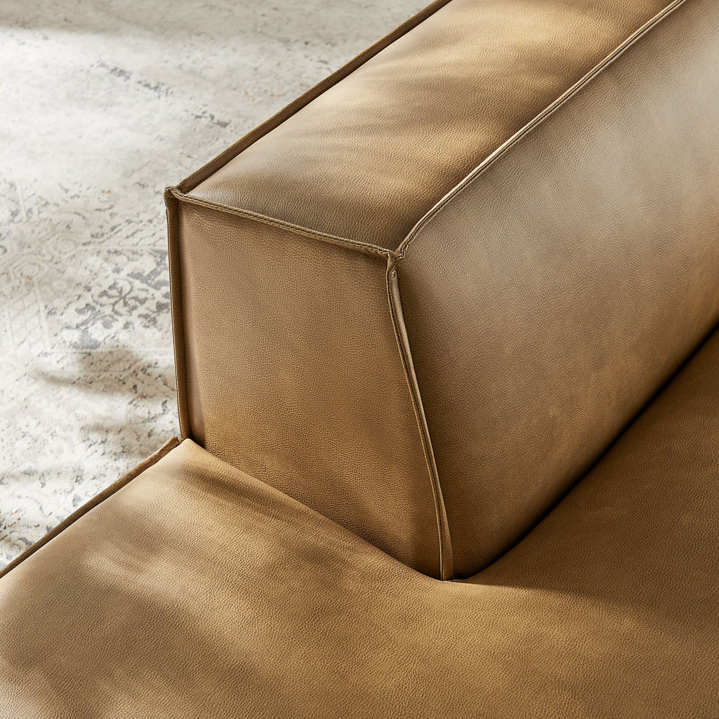 Restore Vegan Leather Left-Facing Armless Modular Chaise - Toast