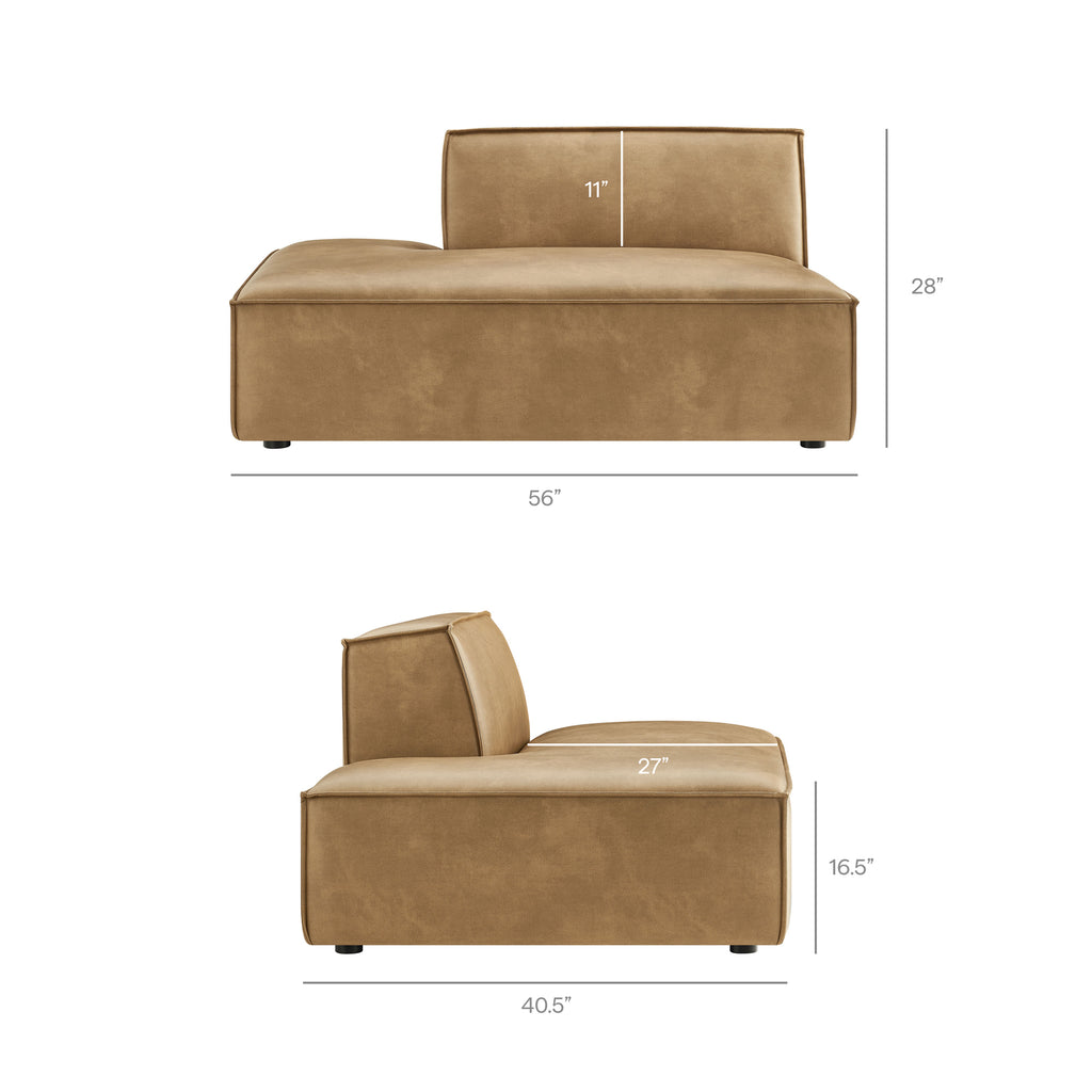 Restore Vegan Leather Left-Facing Armless Modular Chaise - Toast