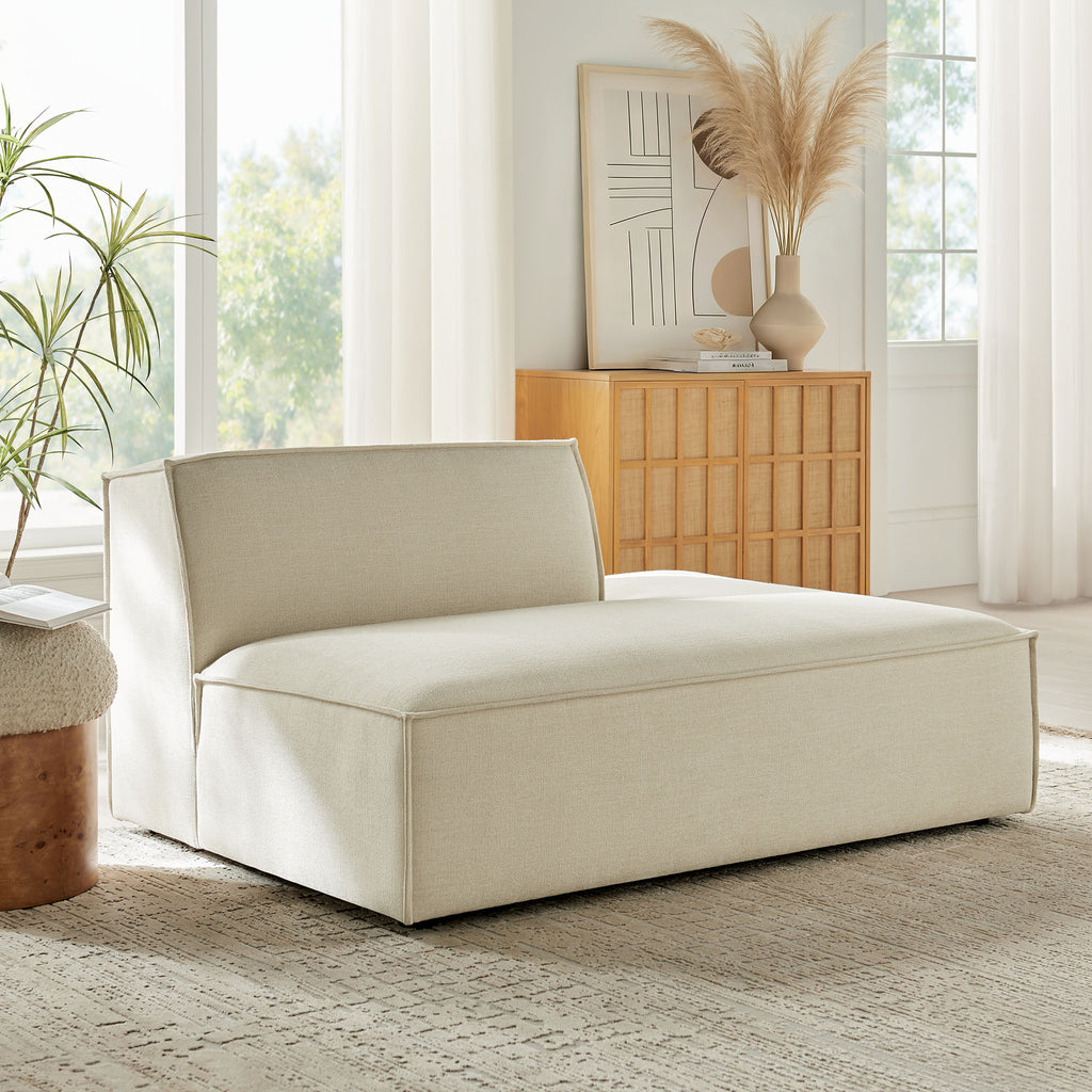 Restore Performance Fabric Upholstered Right-Facing Armless Modular Chaise - Ecru