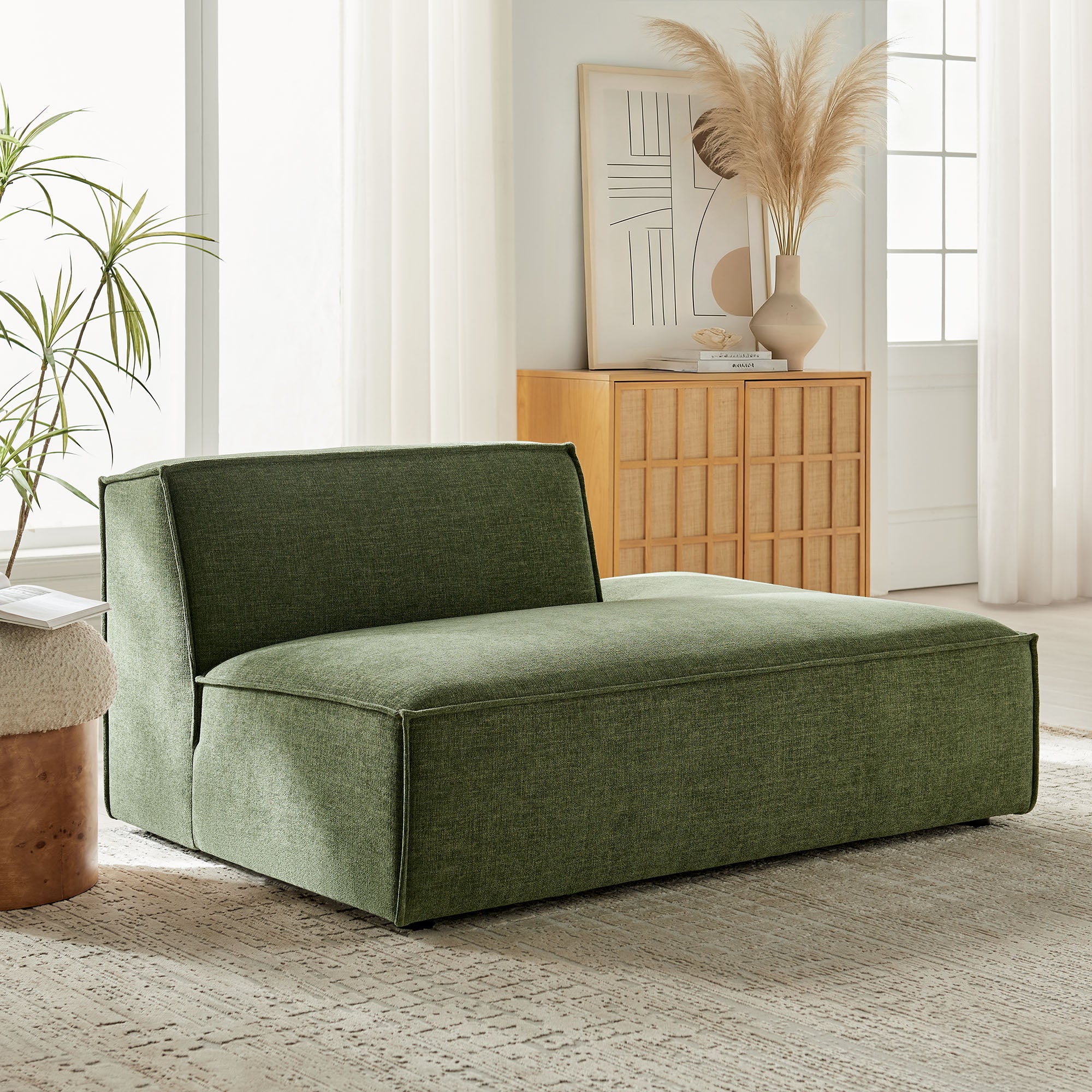 Restore Performance Fabric Upholstered Right-Facing Armless Modular Chaise - Foliage
