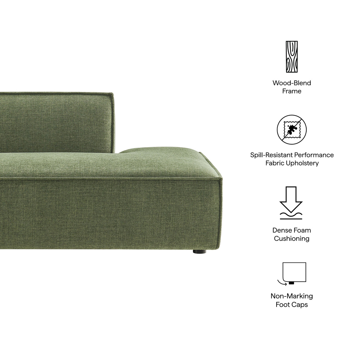 Restore Performance Fabric Upholstered Right-Facing Armless Modular Chaise - Foliage