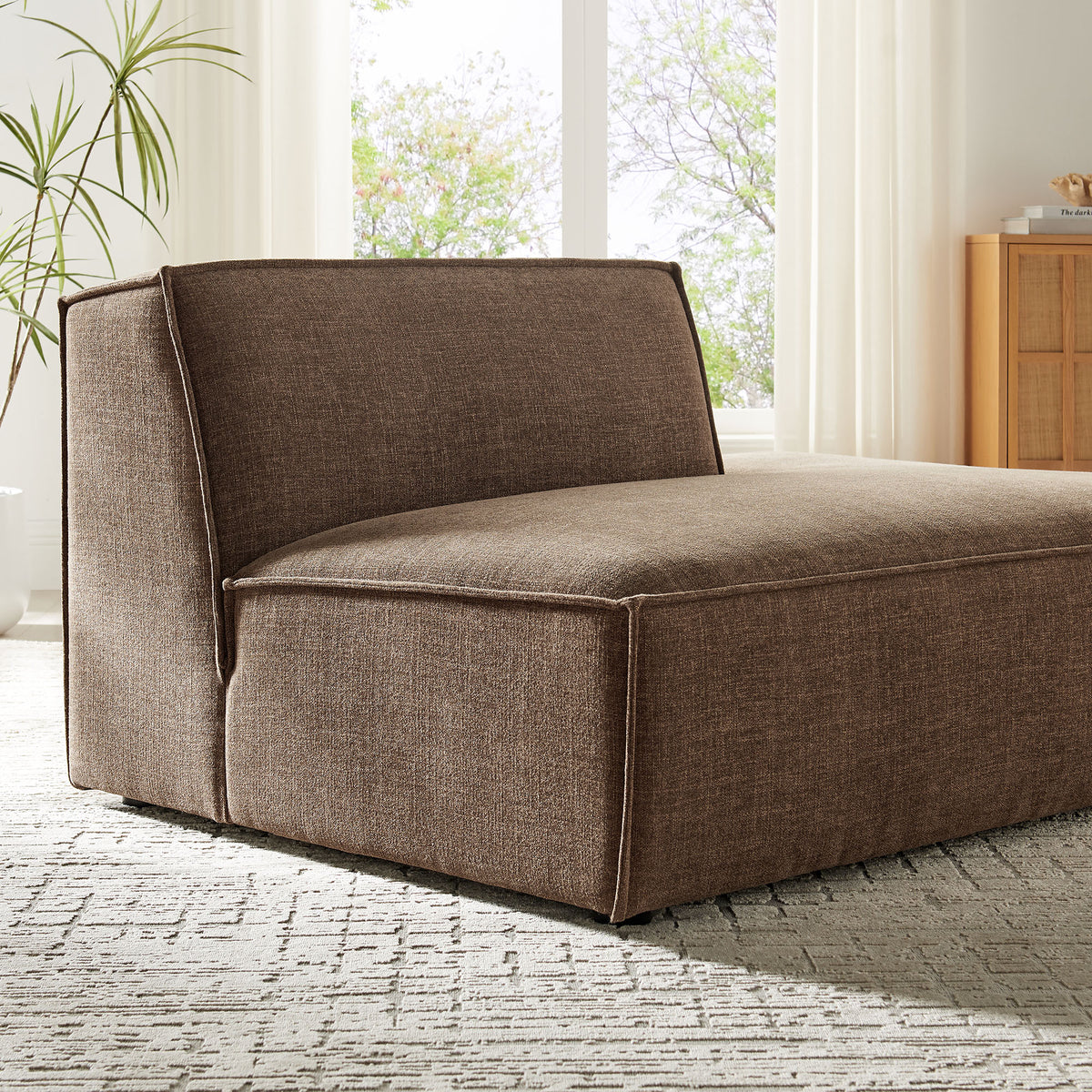 Restore Performance Fabric Upholstered Right-Facing Armless Modular Chaise - Mocha