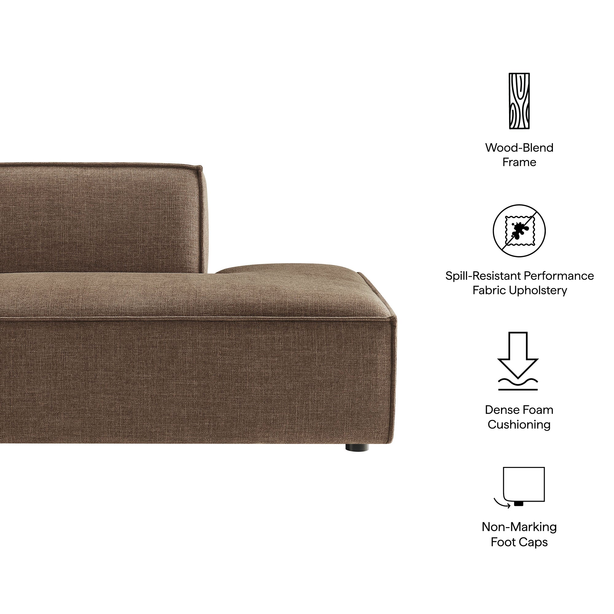 Restore Performance Fabric Upholstered Right-Facing Armless Modular Chaise - Mocha