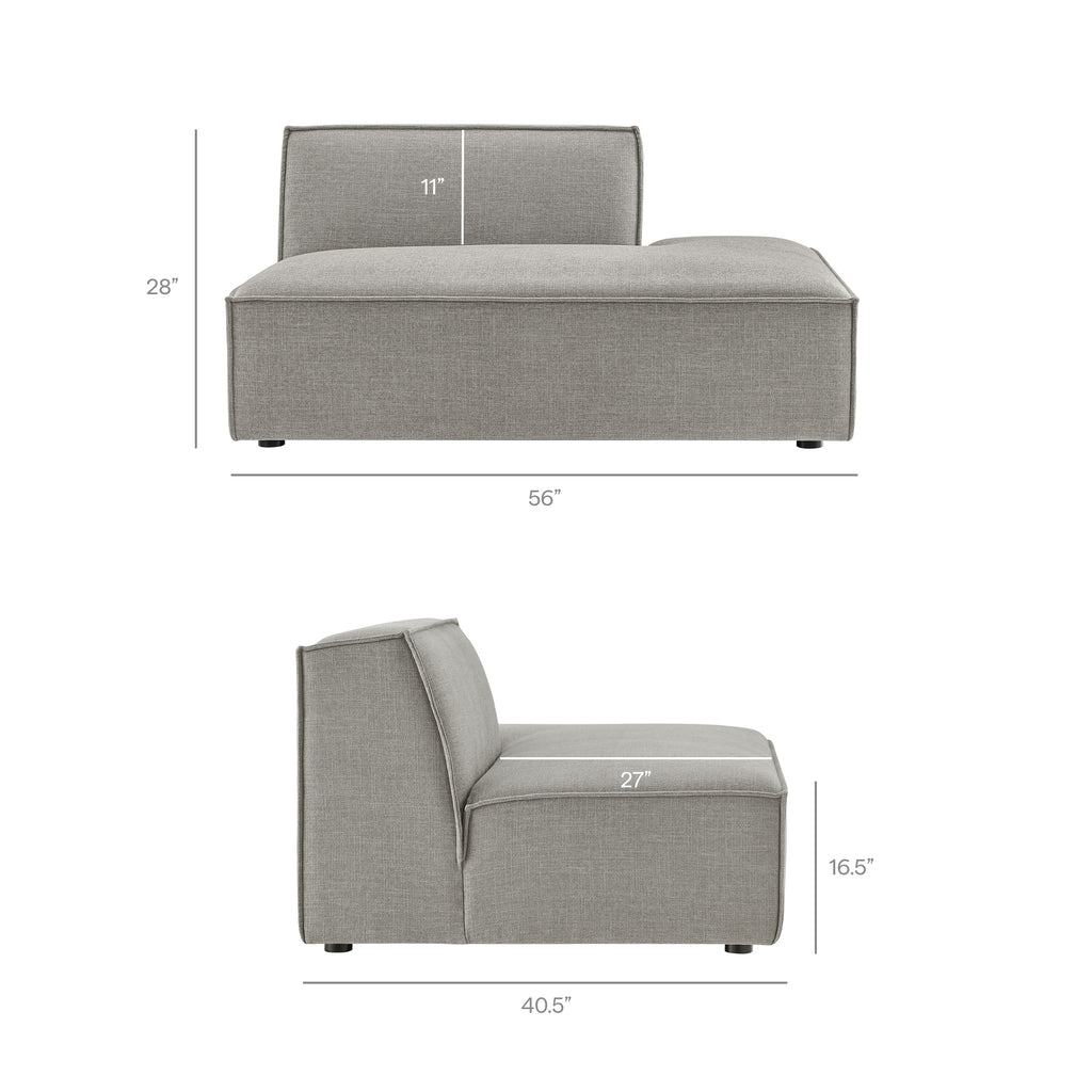 Restore Performance Fabric Upholstered Right-Facing Armless Modular Chaise - Pewter
