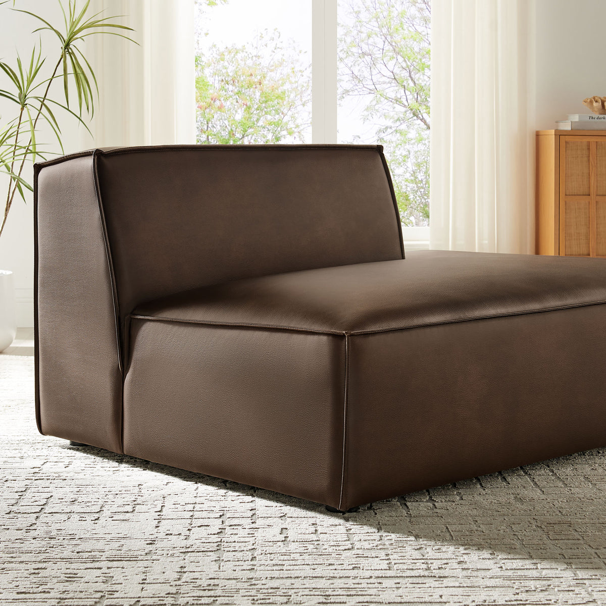 Restore Vegan Leather Right-Facing Armless Modular Chaise - Espresso