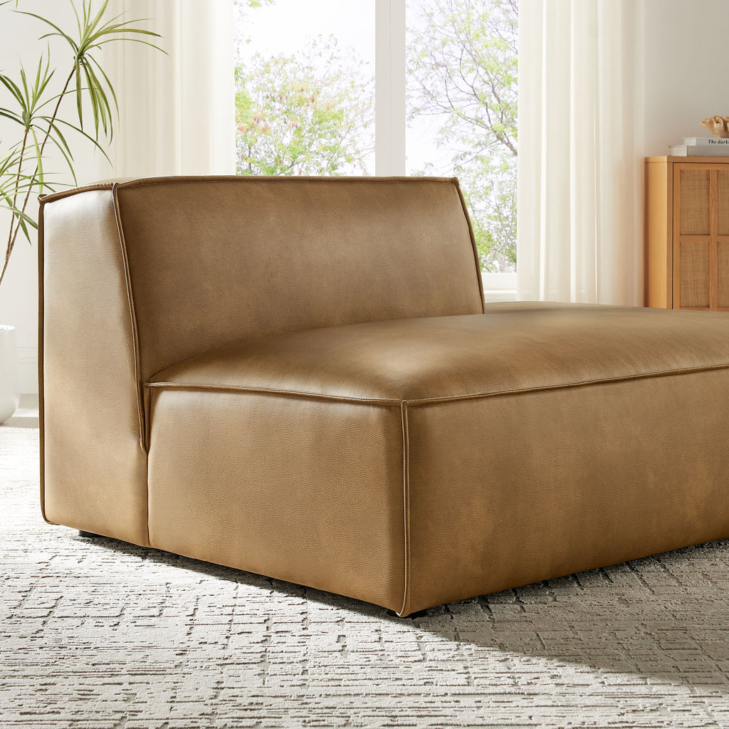 Restore Vegan Leather Right-Facing Armless Modular Chaise - Toast
