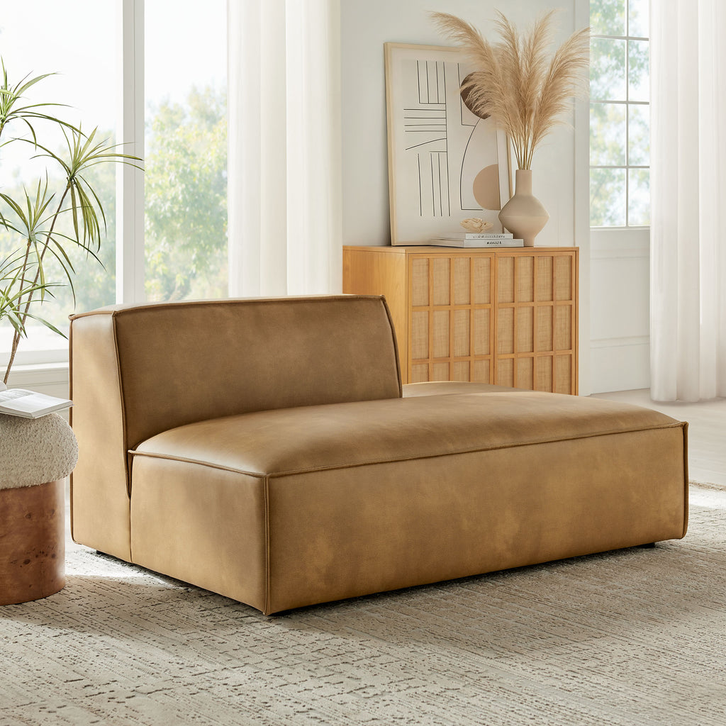 Restore Vegan Leather Right-Facing Armless Modular Chaise - Toast