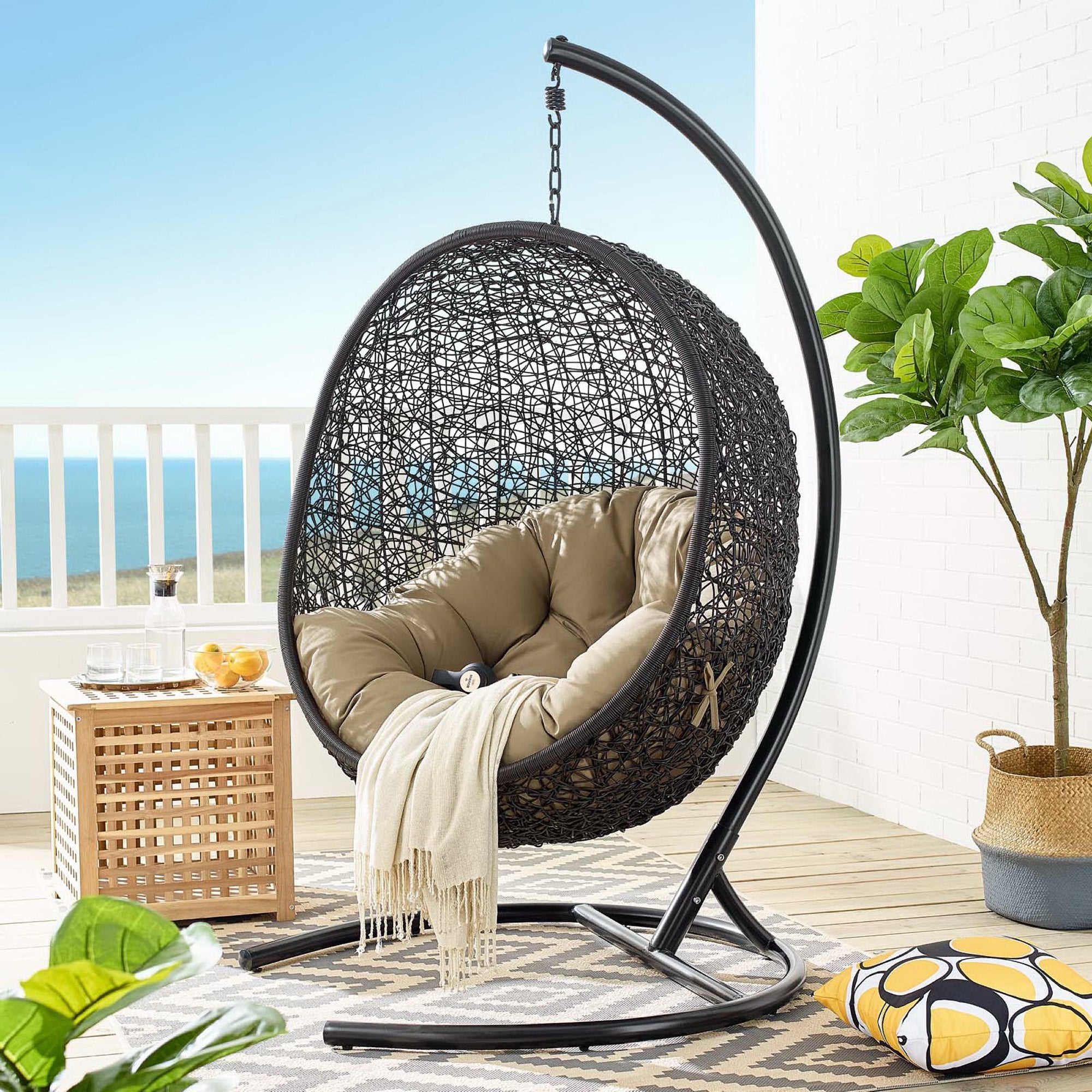 Encase Swing Outdoor Patio Lounge Chair - Mocha