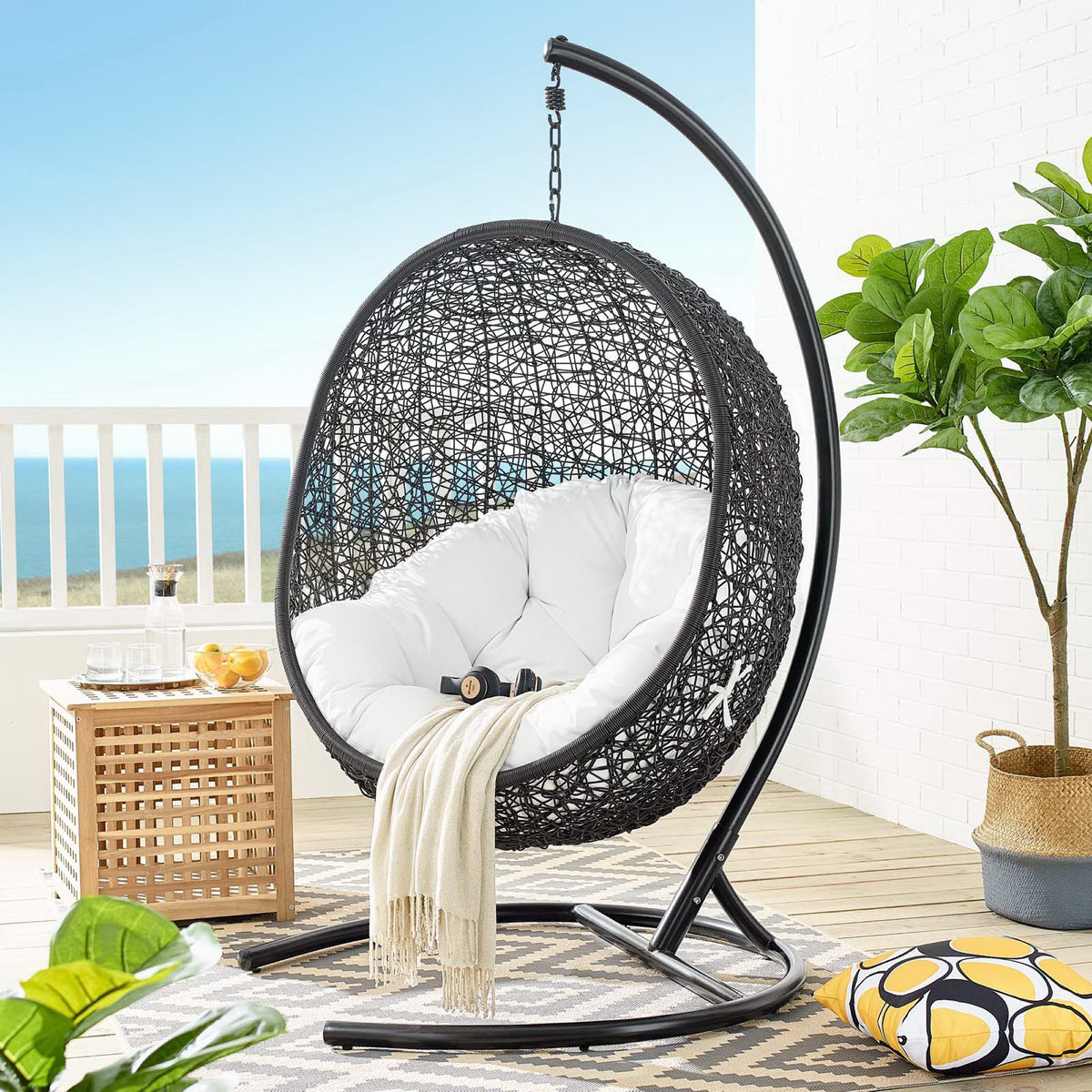 Encase Swing Outdoor Patio Lounge Chair - White