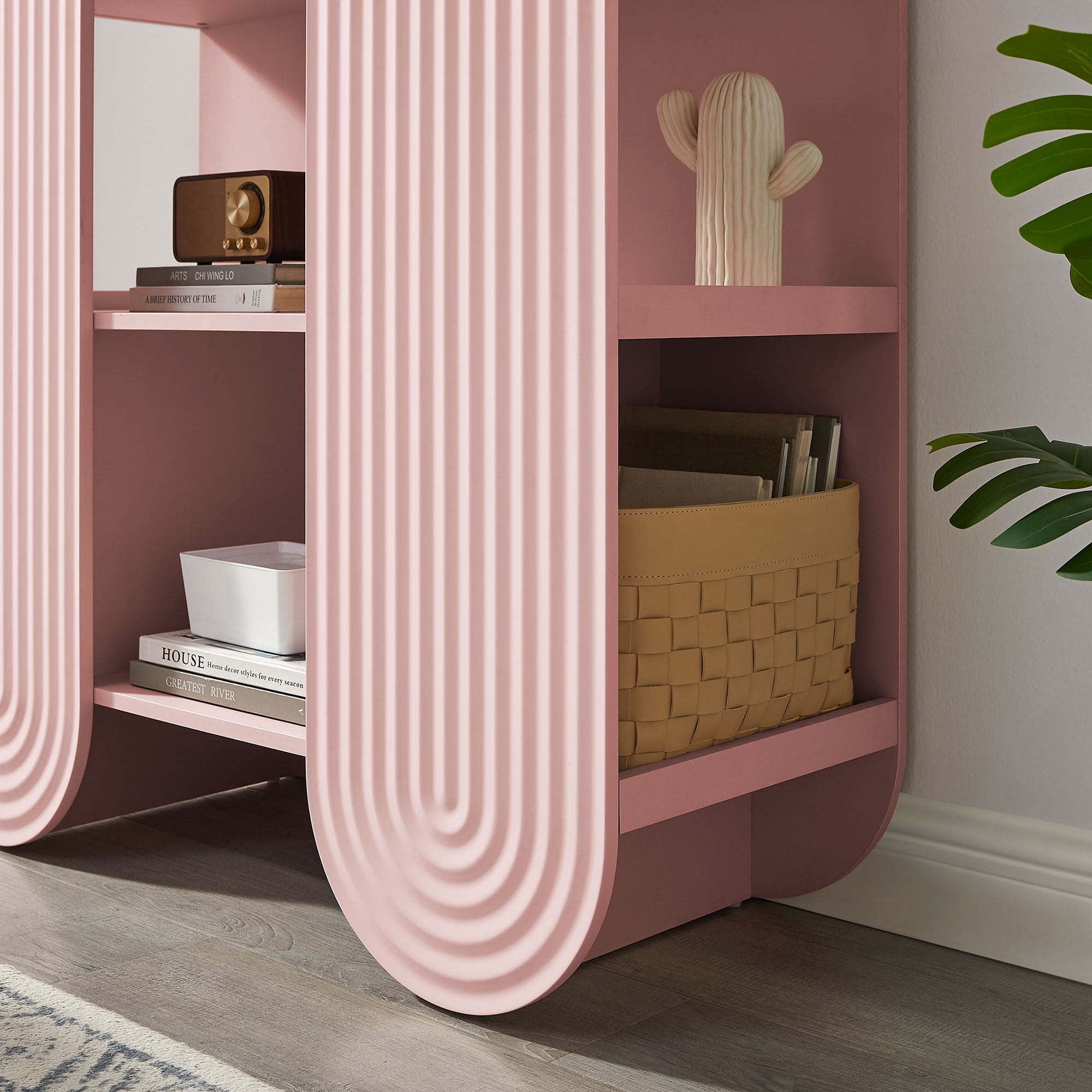 Daydream 58" Arched Bookshelf - Soft Pink