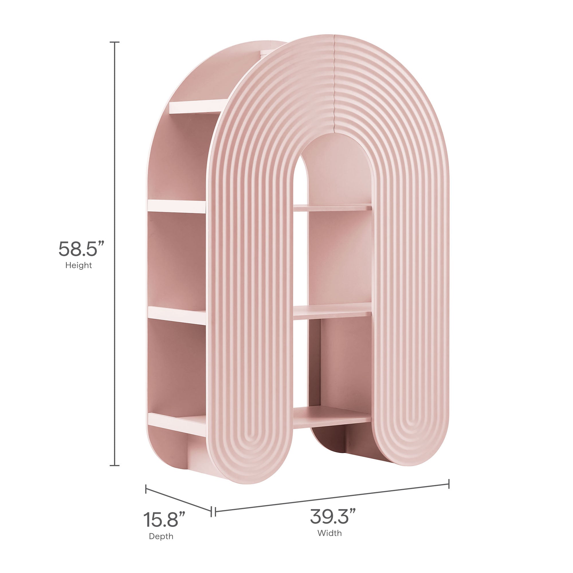 Daydream 58" Arched Bookshelf - Soft Pink