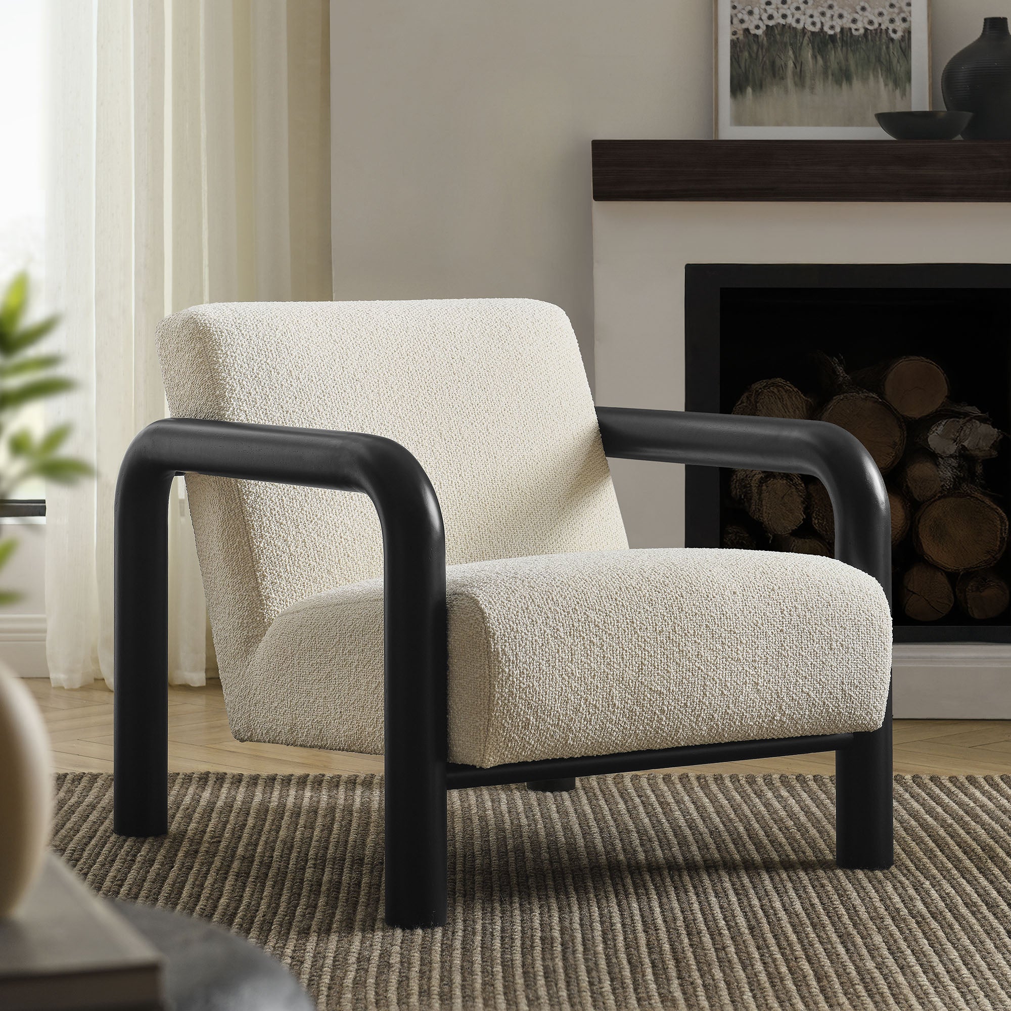Sereno Boucle Accent Chair - Cream Black