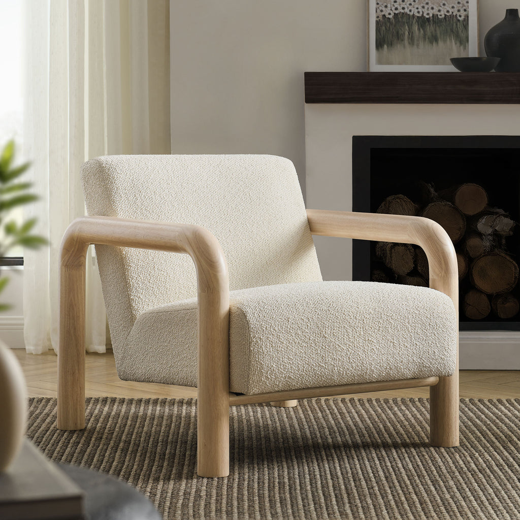 Sereno Boucle Accent Chair - Cream Oak