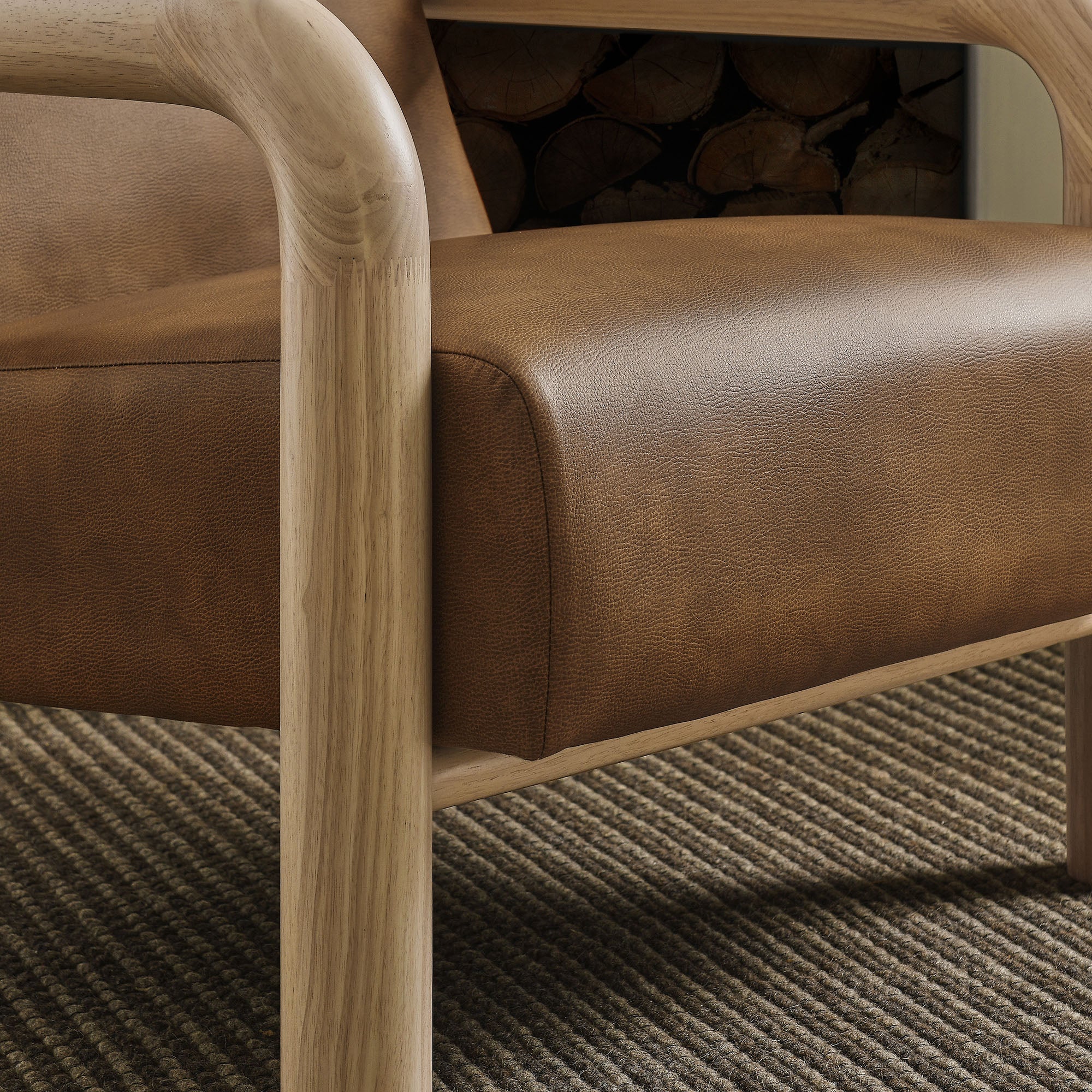 Sereno Vegan Leather Accent Chair - Canyon Oak