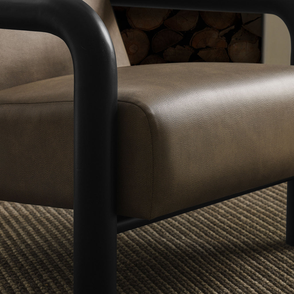 Sereno Vegan Leather Accent Chair - Mushroom Black