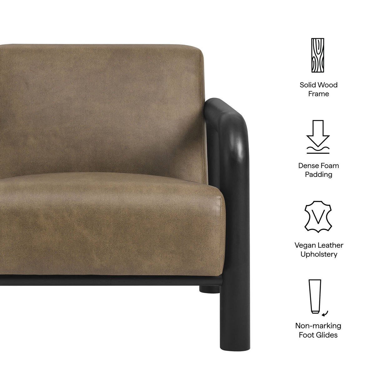 Sereno Vegan Leather Accent Chair - Mushroom Black