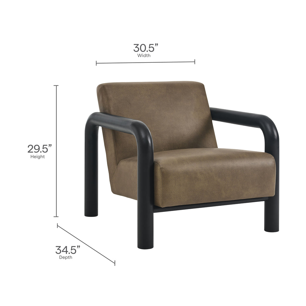 Sereno Vegan Leather Accent Chair - Mushroom Black