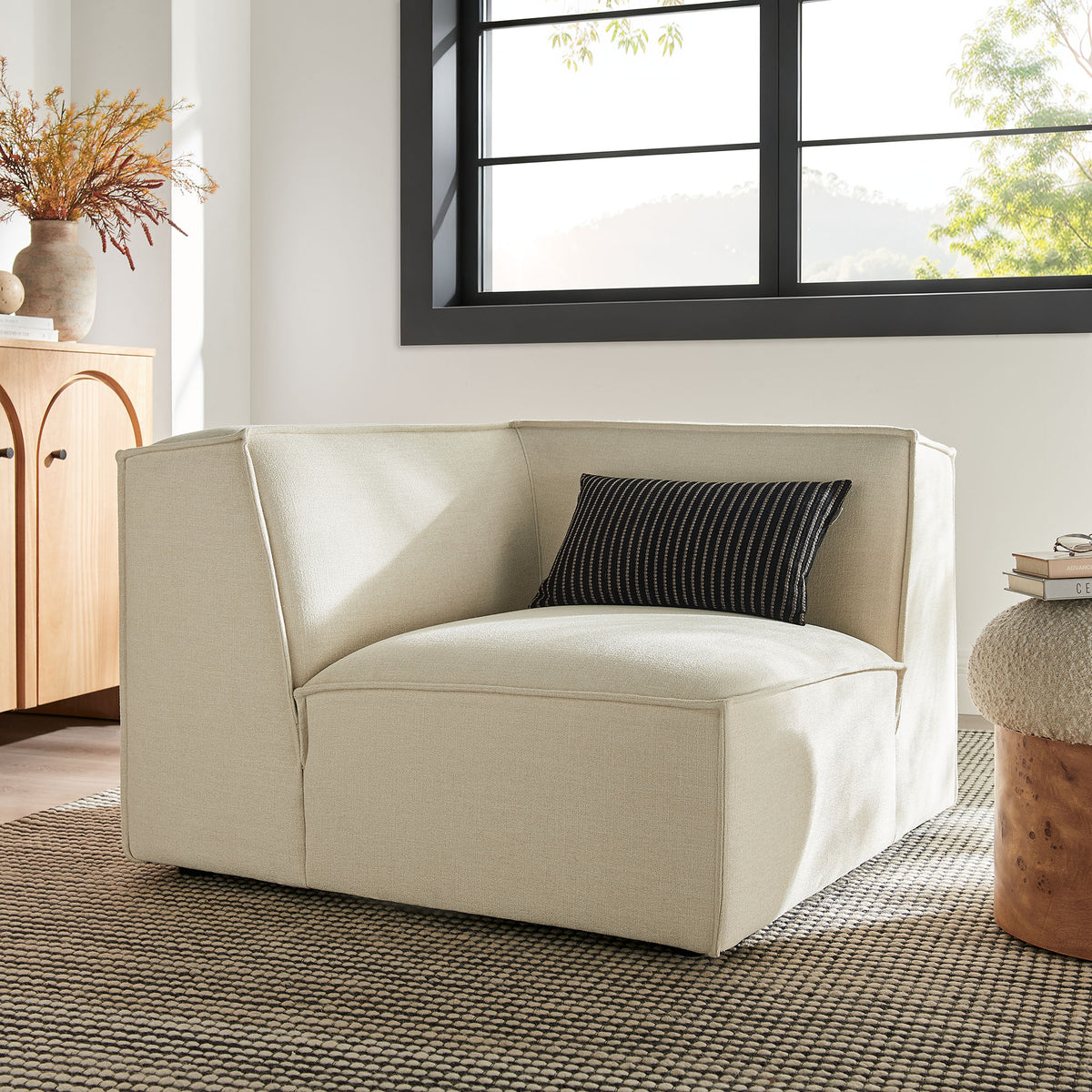 Restore Performance Fabric Upholstered Modular Corner Chair - Ecru