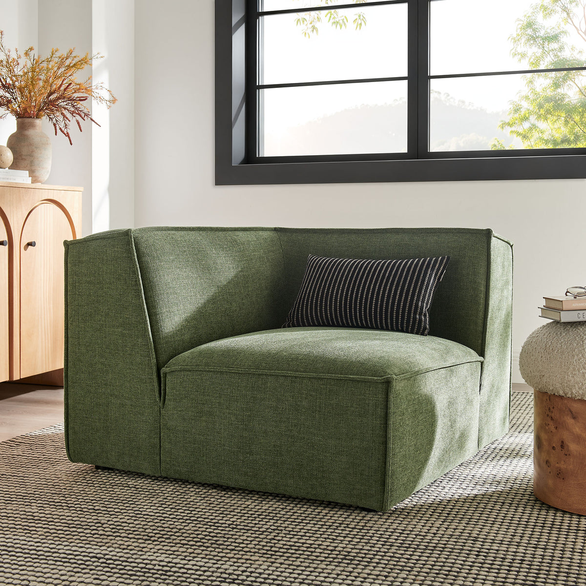 Restore Performance Fabric Upholstered Modular Corner Chair - Foliage
