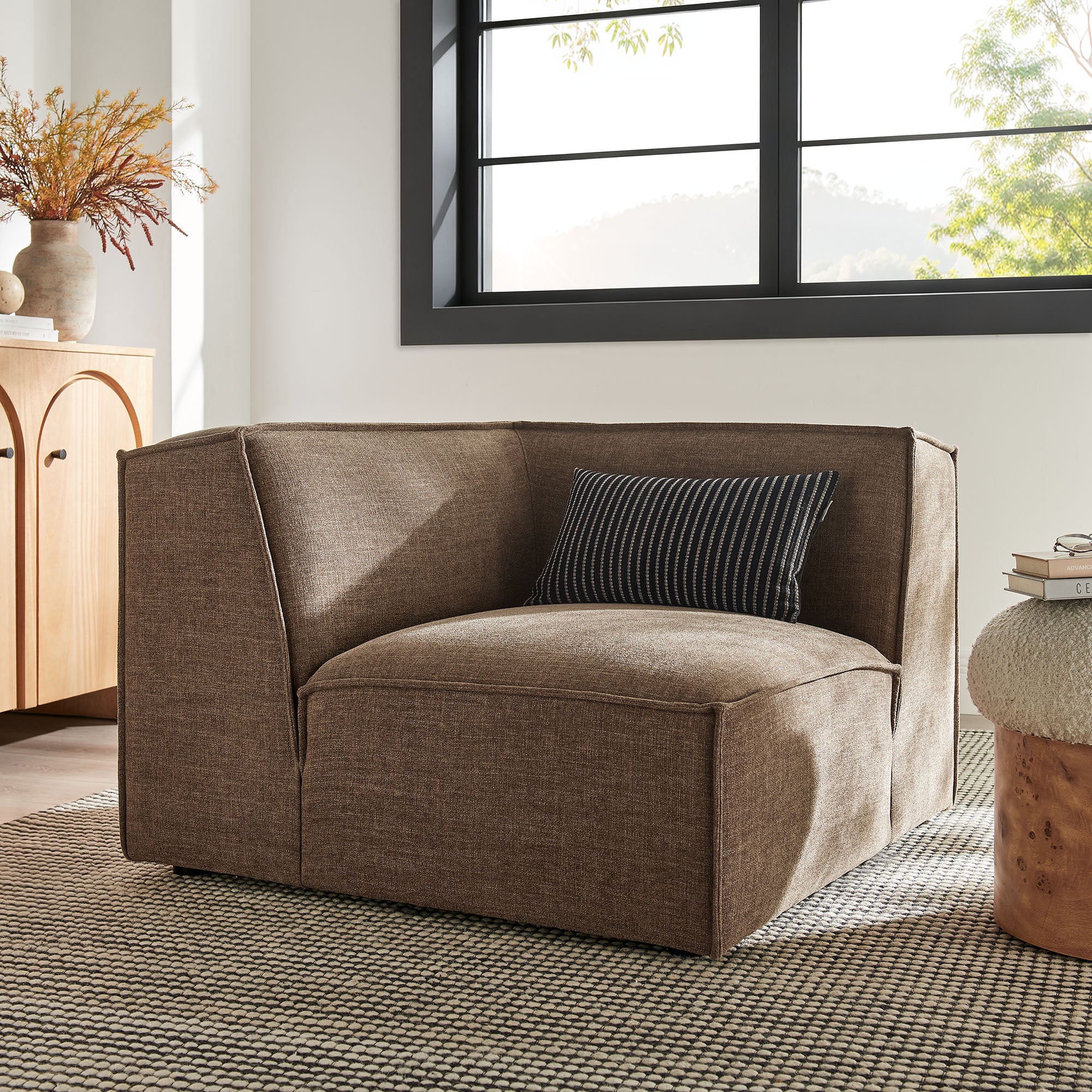 Restore Performance Fabric Upholstered Modular Corner Chair - Mocha
